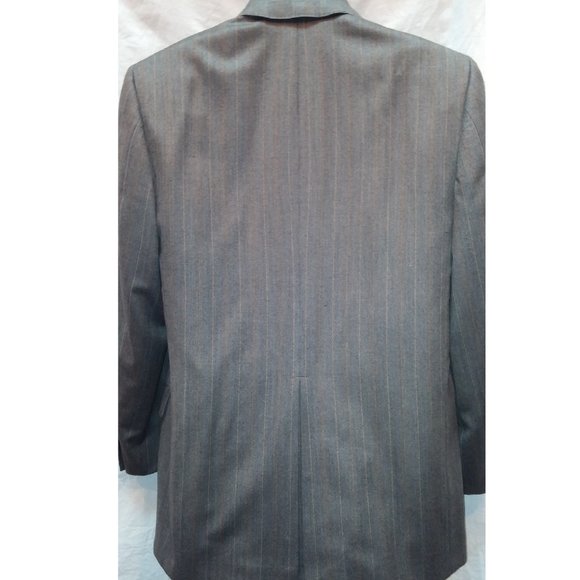 Hickey Freeman Boardman Wool Sport Coat Jacket Gray Herringbone 2 Button 44R - Picture 4 of 10